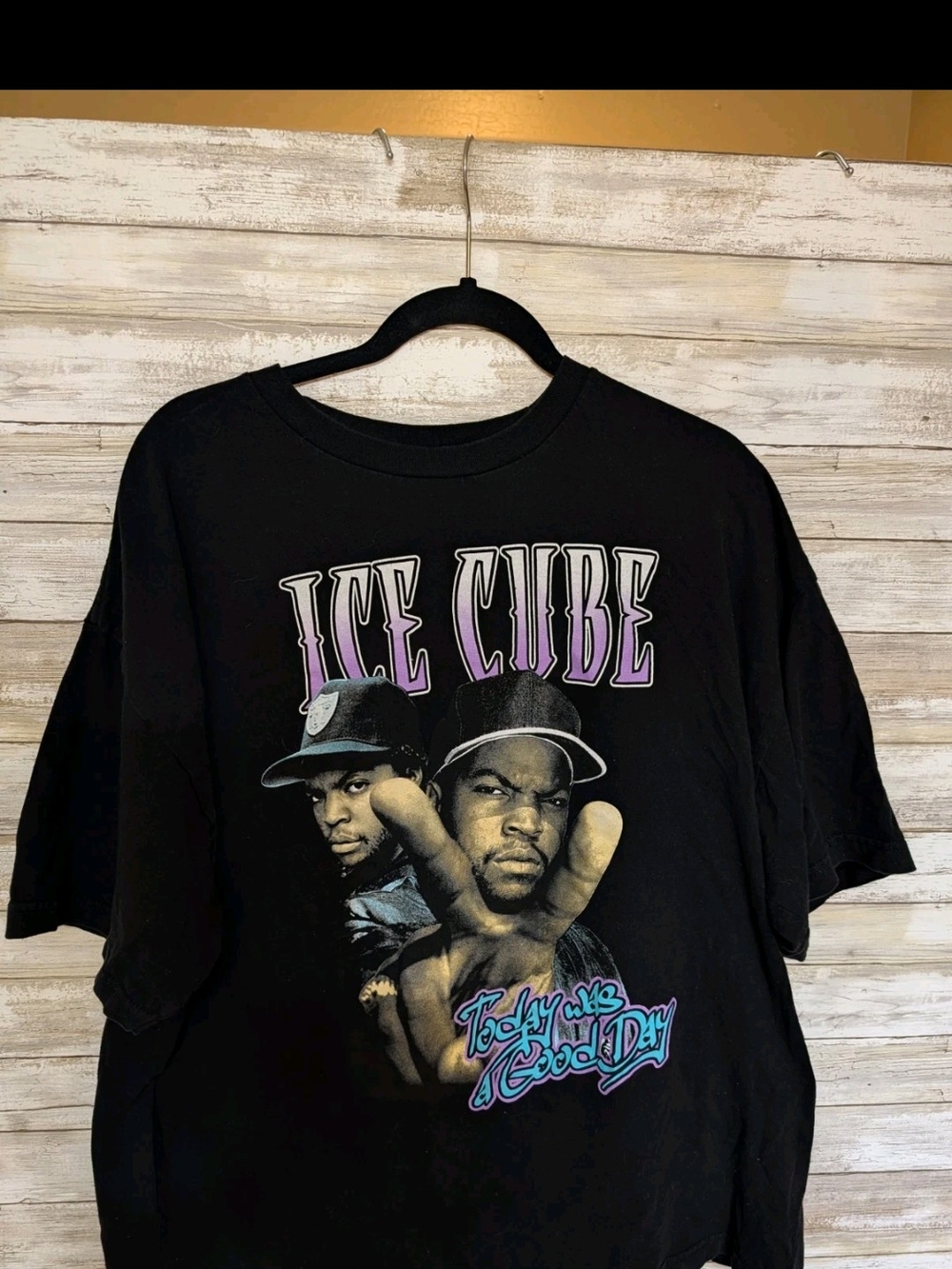 Vintage Ice Cute Black Graphic Tee with White and Lavender Lettering
